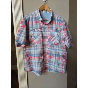 SILVER BAIT Men's Blue/Black Plant Fish Print Button Down Shirt SIZE MED NWT